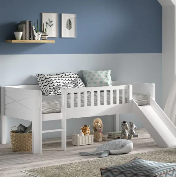 Vipack Scott Halfhoogslaper met Glijbaan - 90 x 200 cm - Wit