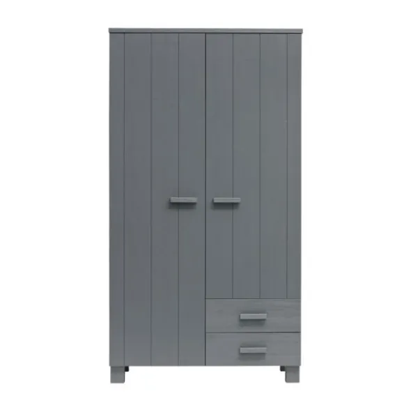 Woood Dennis Kledingkast + Laden Steel Grey 2-Deurs