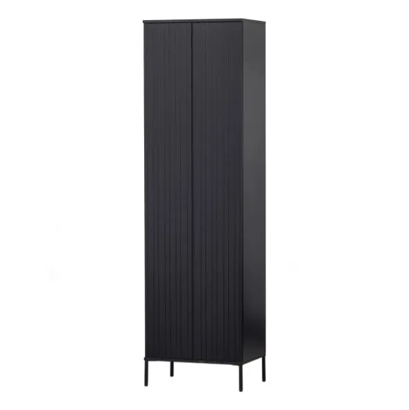 Woood Hoge Kast - New Gravure - Grenen Zwart